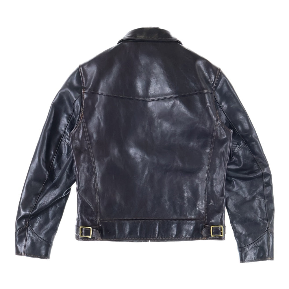 THE FLAT HEAD(フラットヘッド) ホースハイド 馬革 ジップアップレザースポーツジャケット ブルゾン ブラック