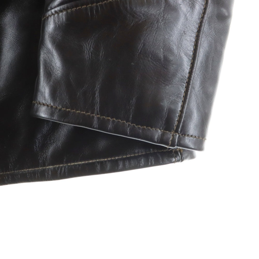 THE REAL McCOY'S(ザリアルマッコイ) ×HARLEY DAVIDSON ハーレーダビッドソン ホースレザー 馬革 キルティングライナー レザーカーコート ジャケット ブラウン