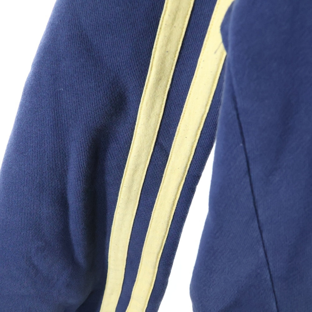 ERL(イーアールエル) VENICE FOOTBALL HOODIE KNIT サイドライン フロントロゴ刺繍 プルオーバー パーカー スウェット ネイビー