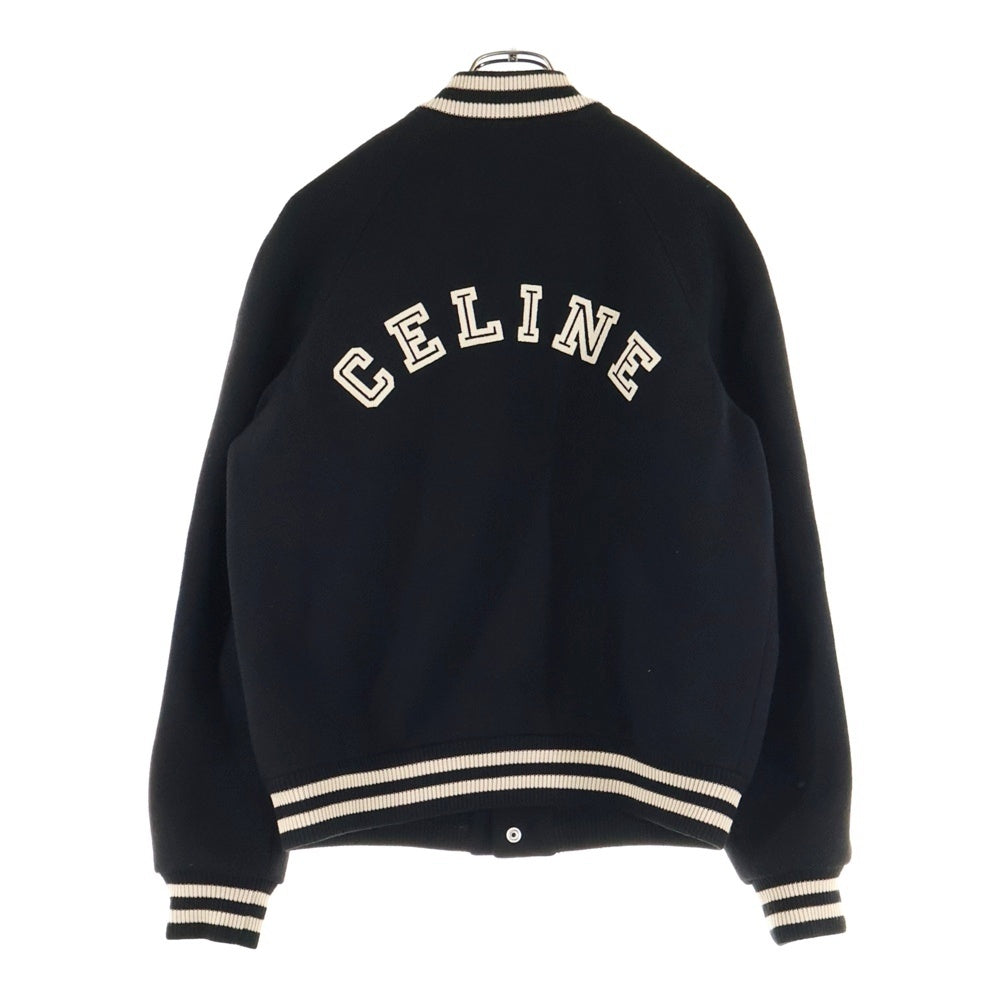 CELINE(セリーヌ) フロントロゴデザイン ウール テディジャケット ブルゾン ブラック/ホワイト
