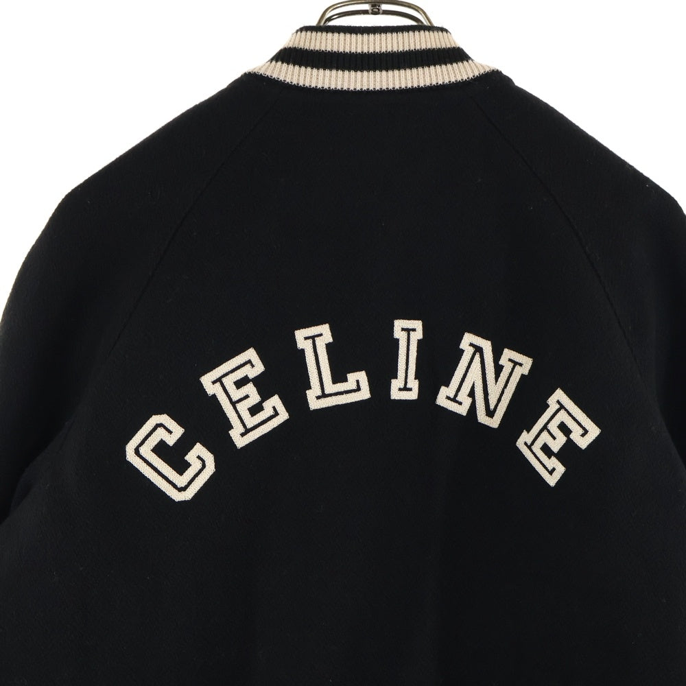 CELINE(セリーヌ) フロントロゴデザイン ウール テディジャケット ブルゾン ブラック/ホワイト