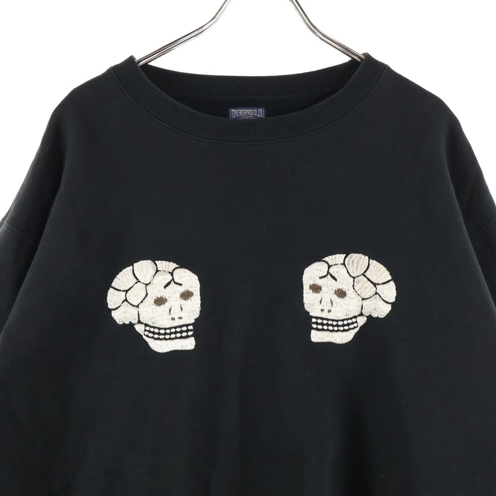 東洋エンタープライズ(トウヨウエンタープライズ) スカル スネーク刺繍 スカスウェット クルーネックトレーナー ブラック
