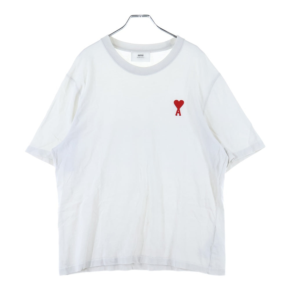 ami(アミ) フロントロゴ刺繍 半袖Tシャツ カットソー ホワイト