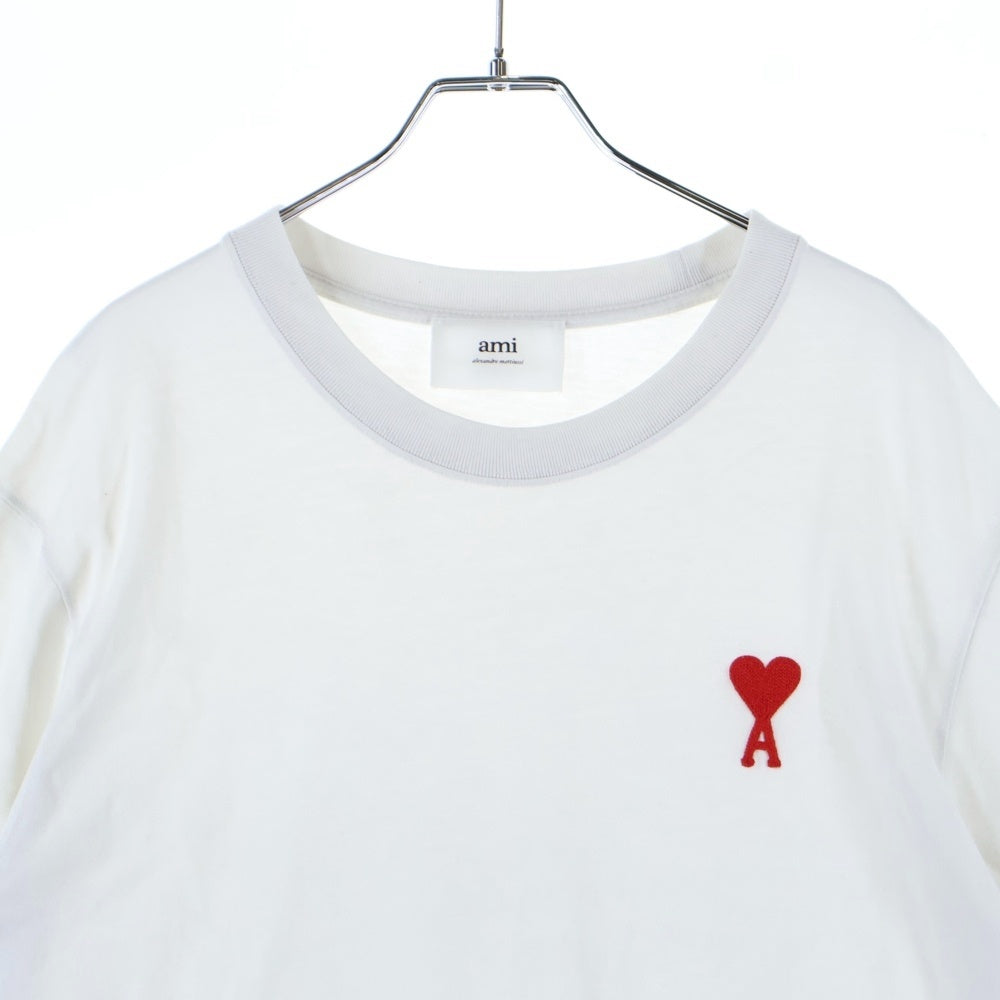 ami(アミ) フロントロゴ刺繍 半袖Tシャツ カットソー ホワイト