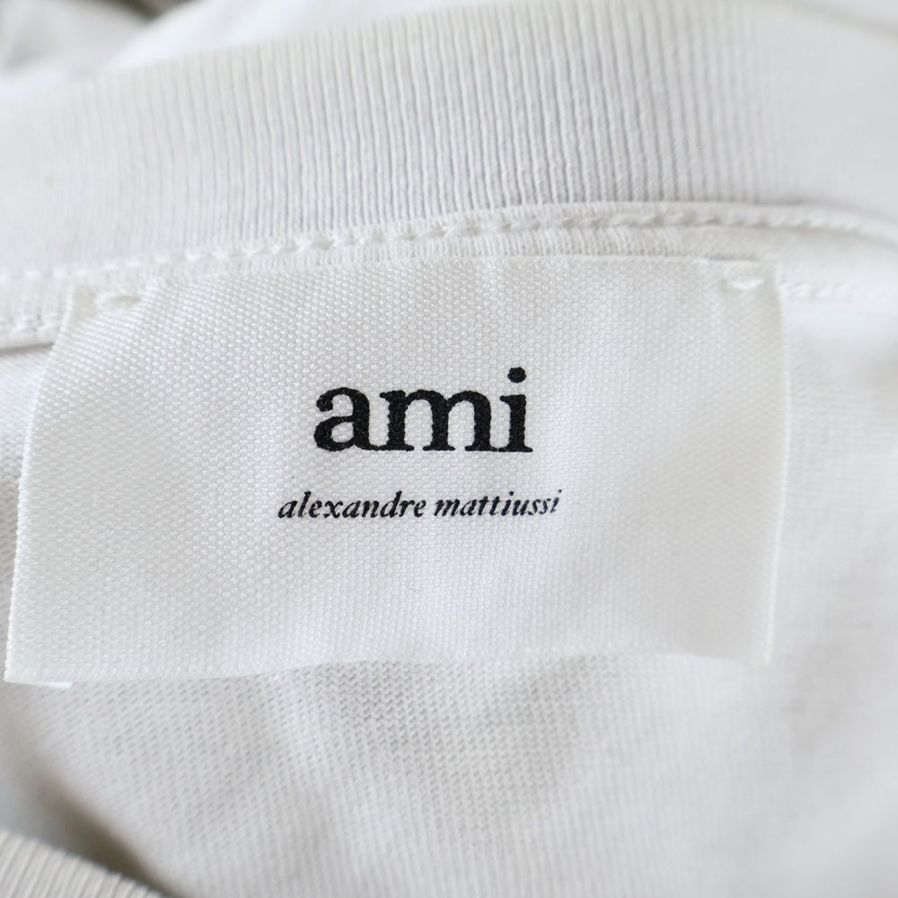ami(アミ) フロントロゴ刺繍 半袖Tシャツ カットソー ホワイト