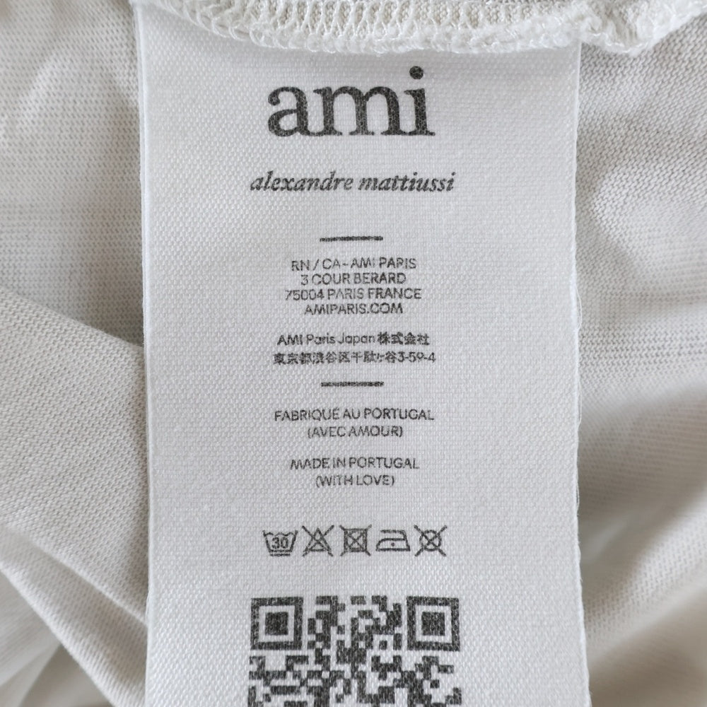 ami(アミ) フロントロゴ刺繍 半袖Tシャツ カットソー ホワイト