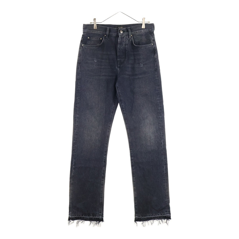 AMIRI(アミリ) 25SS Cut Off Hem Denim カットオフヘムデニム ダメージ加工ストレートデニムパンツ ブラック