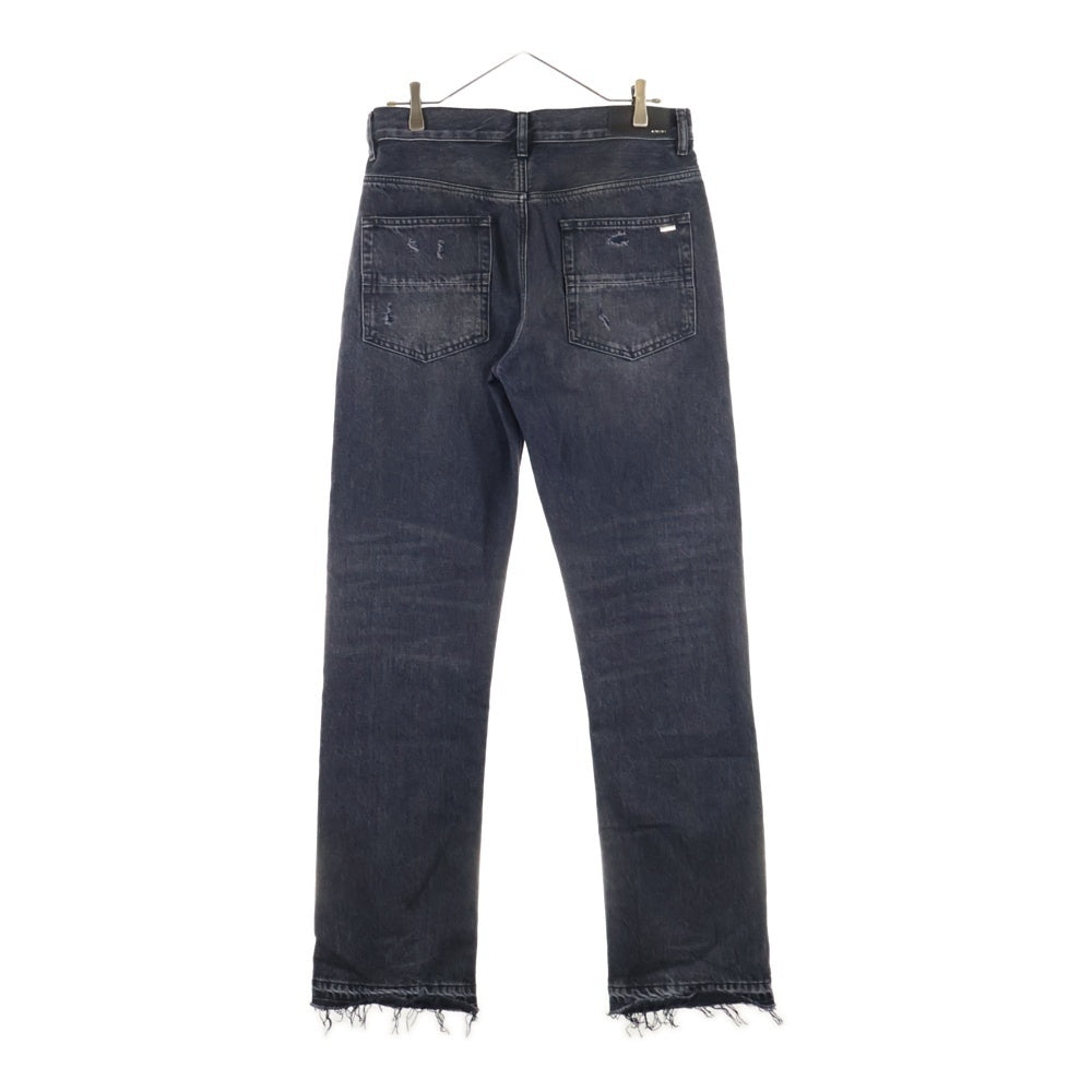 AMIRI(アミリ) 25SS Cut Off Hem Denim カットオフヘムデニム ダメージ加工ストレートデニムパンツ ブラック