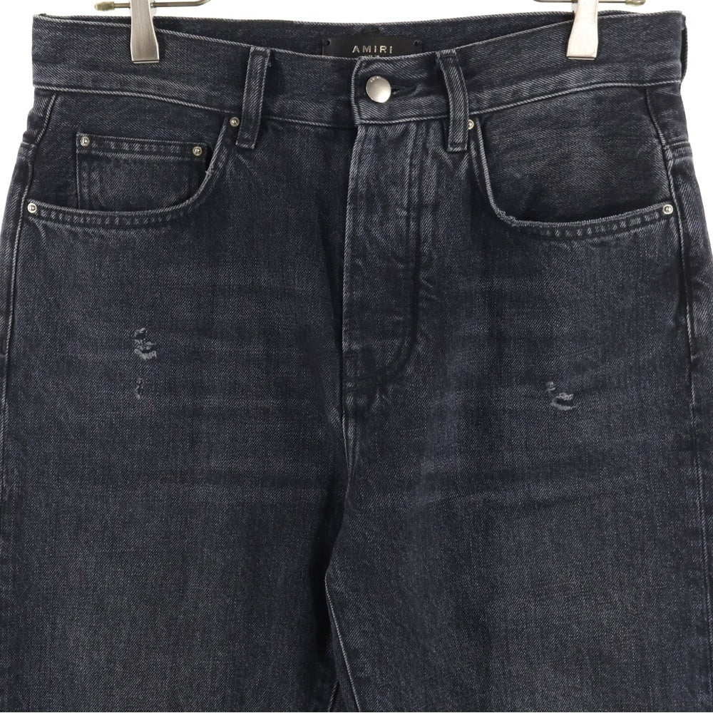AMIRI(アミリ) 25SS Cut Off Hem Denim カットオフヘムデニム ダメージ加工ストレートデニムパンツ ブラック