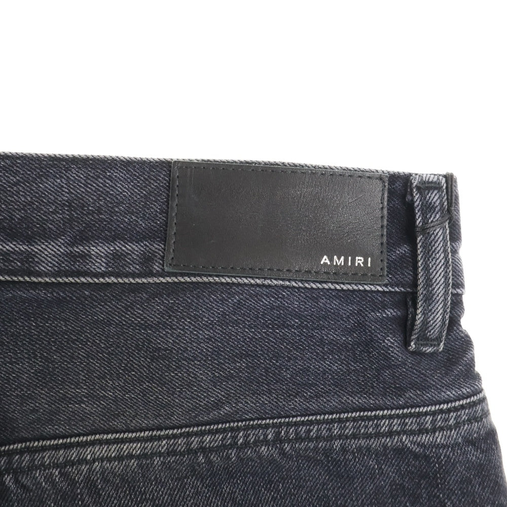 AMIRI(アミリ) 25SS Cut Off Hem Denim カットオフヘムデニム ダメージ加工ストレートデニムパンツ ブラック