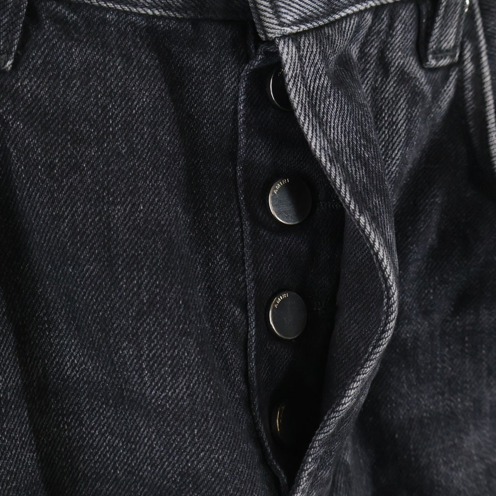 AMIRI(アミリ) 25SS Cut Off Hem Denim カットオフヘムデニム ダメージ加工ストレートデニムパンツ ブラック