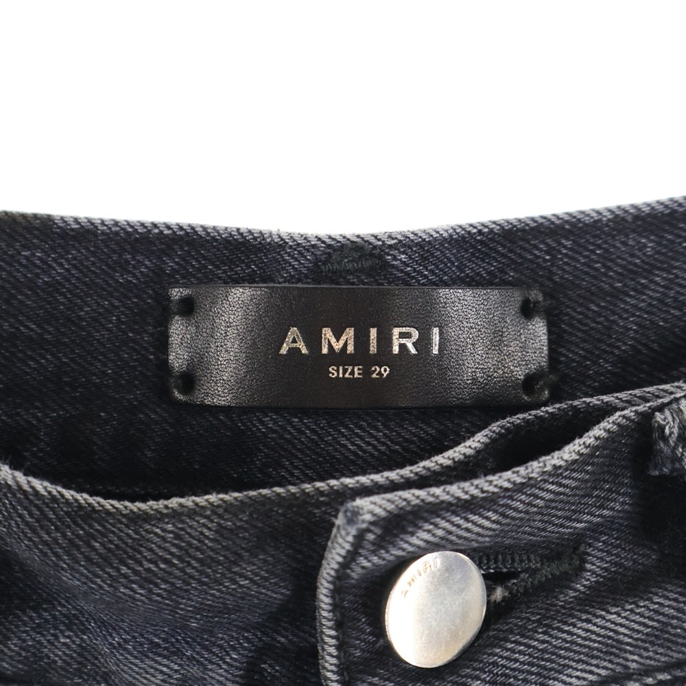 AMIRI(アミリ) 25SS Cut Off Hem Denim カットオフヘムデニム ダメージ加工ストレートデニムパンツ ブラック