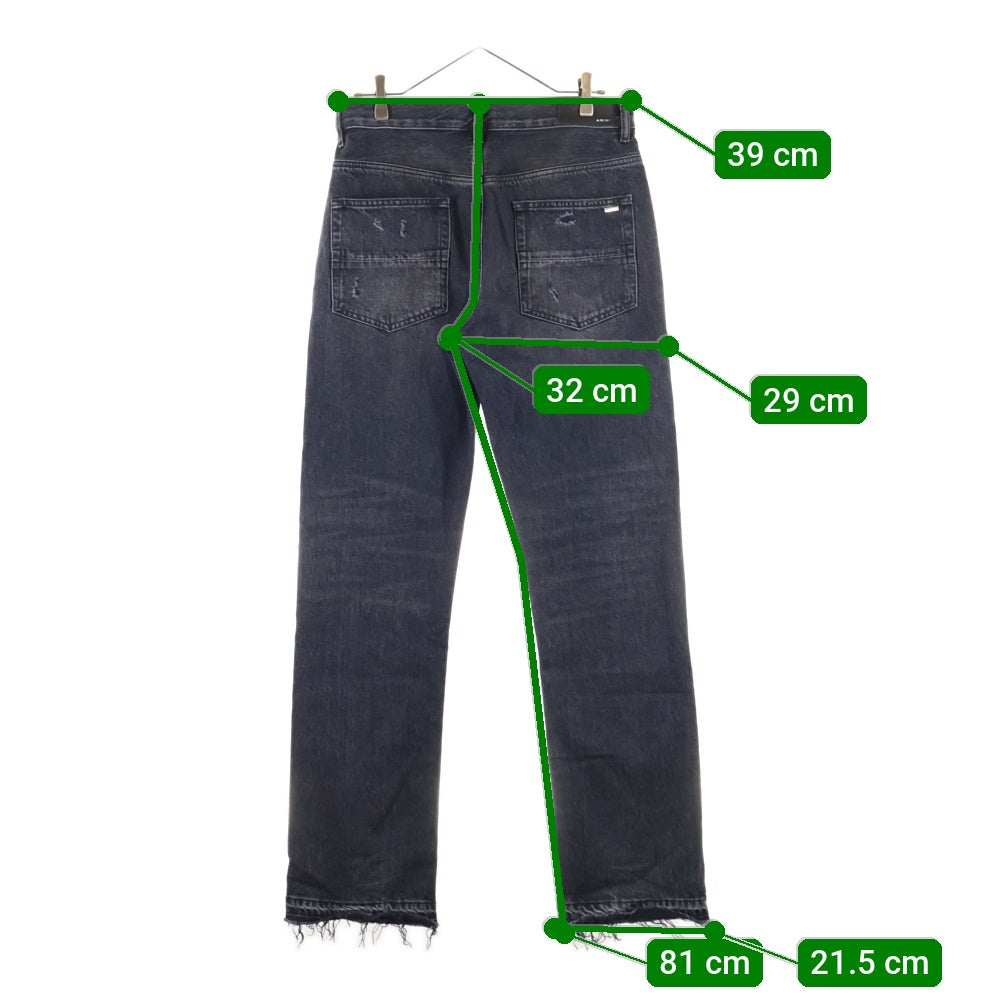 AMIRI(アミリ) 25SS Cut Off Hem Denim カットオフヘムデニム ダメージ加工ストレートデニムパンツ ブラック