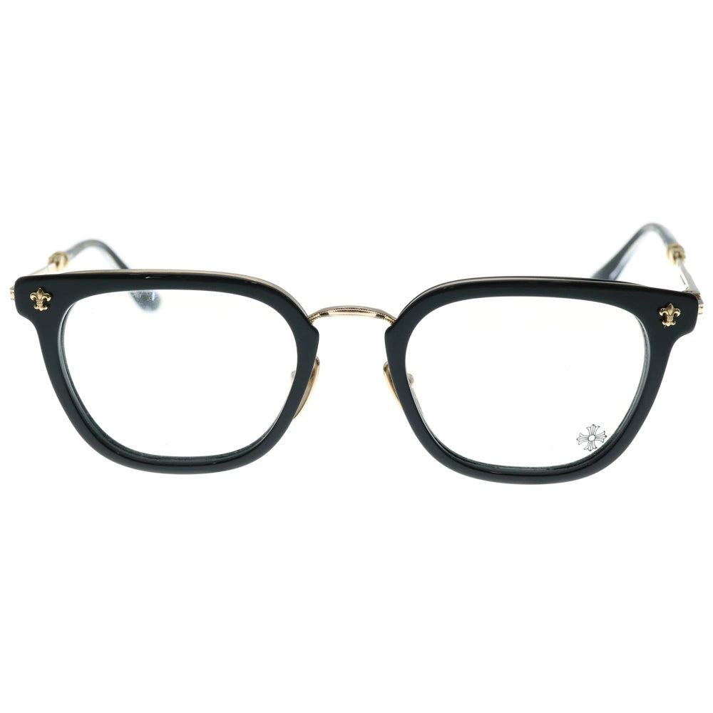 CHROME HEARTS(クロムハーツ) STRAPADICTOME ウェリントンアイウェア サングラス メガネ フレアモチーフ ブラック/ゴールド 51□21-148