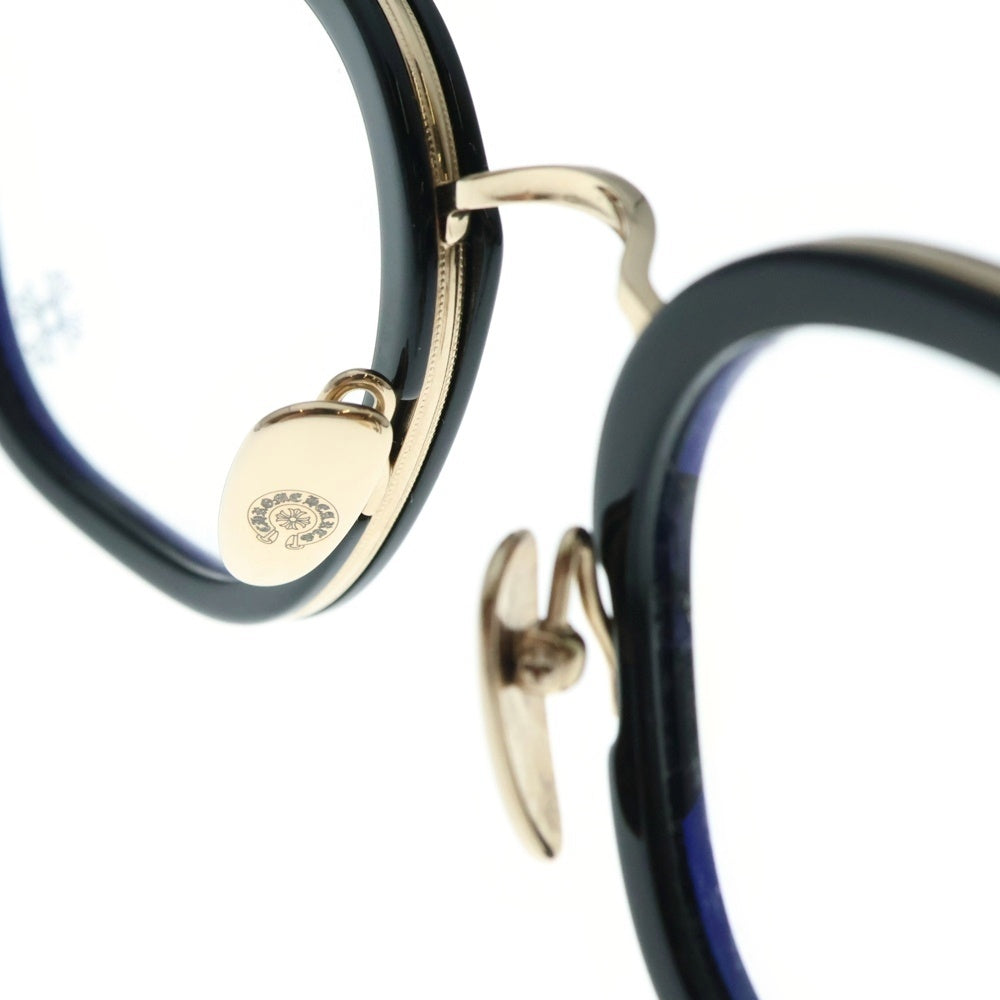 CHROME HEARTS(クロムハーツ) STRAPADICTOME ウェリントンアイウェア サングラス メガネ フレアモチーフ ブラック/ゴールド 51□21-148