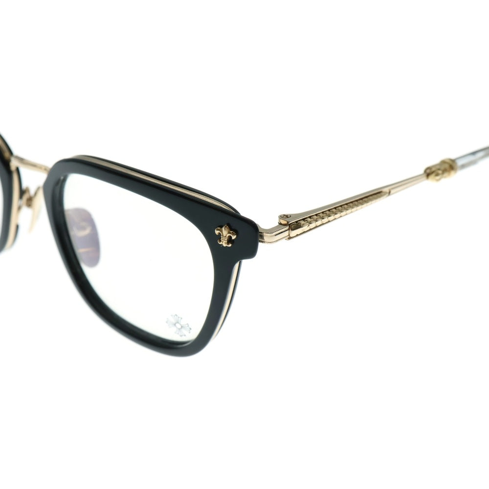 CHROME HEARTS(クロムハーツ) STRAPADICTOME ウェリントンアイウェア サングラス メガネ フレアモチーフ ブラック/ゴールド 51□21-148