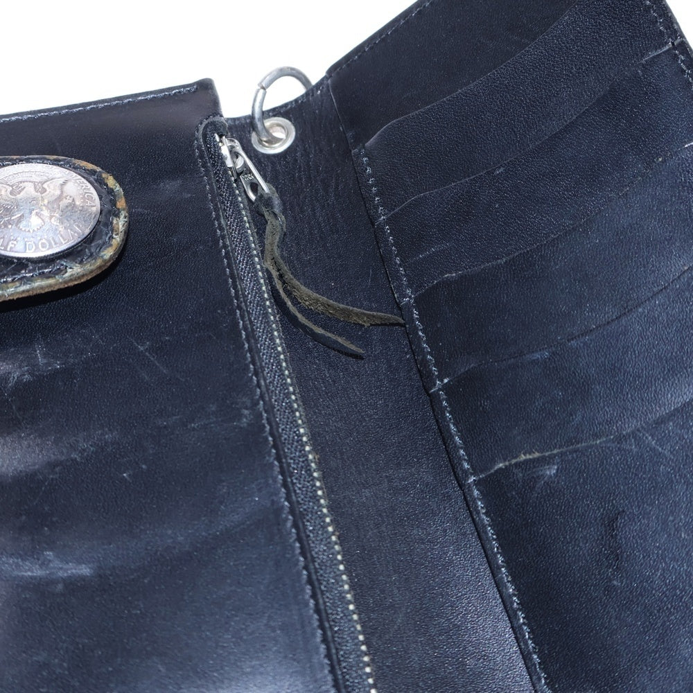 NO BRAND(ノーブランド) KCs ケーシーズ パイソン コインコンチョ付き ロング バイカーウォレット ブラック