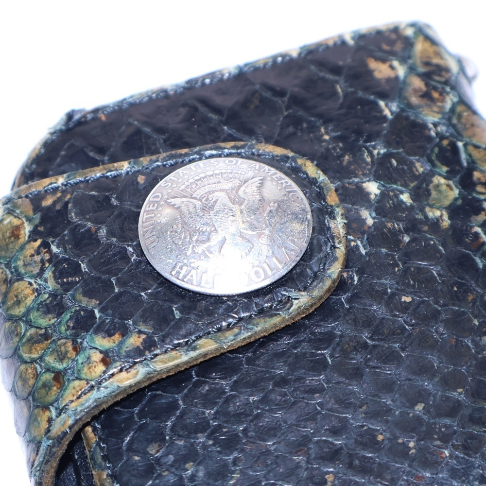 NO BRAND(ノーブランド) KCs ケーシーズ パイソン コインコンチョ付き ロング バイカーウォレット ブラック