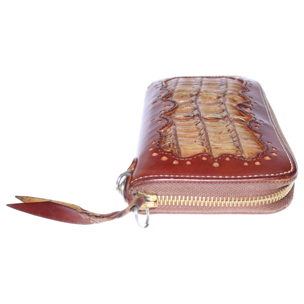 NO BRAND(ノーブランド) KCs ケーシーズ エキゾチック ロング レザーウォレット ブラウン