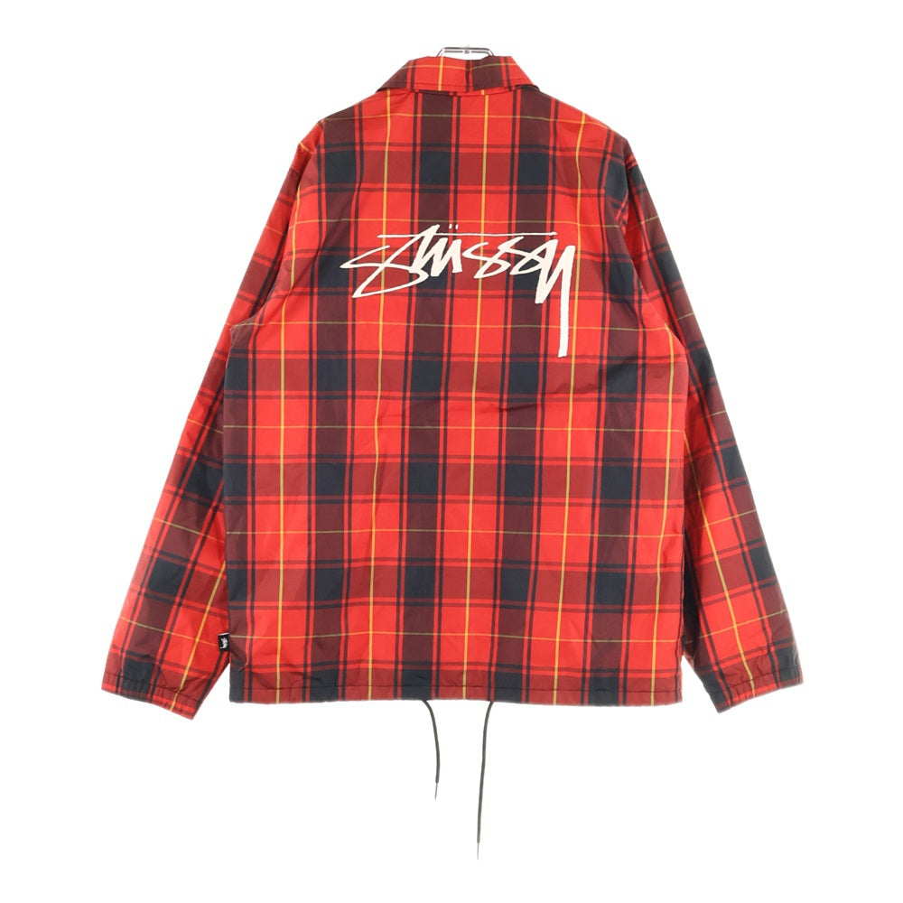 STUSSY(ステューシー) チェック柄 ポリエステル スナップボタン コーチジャケット レッド 115353