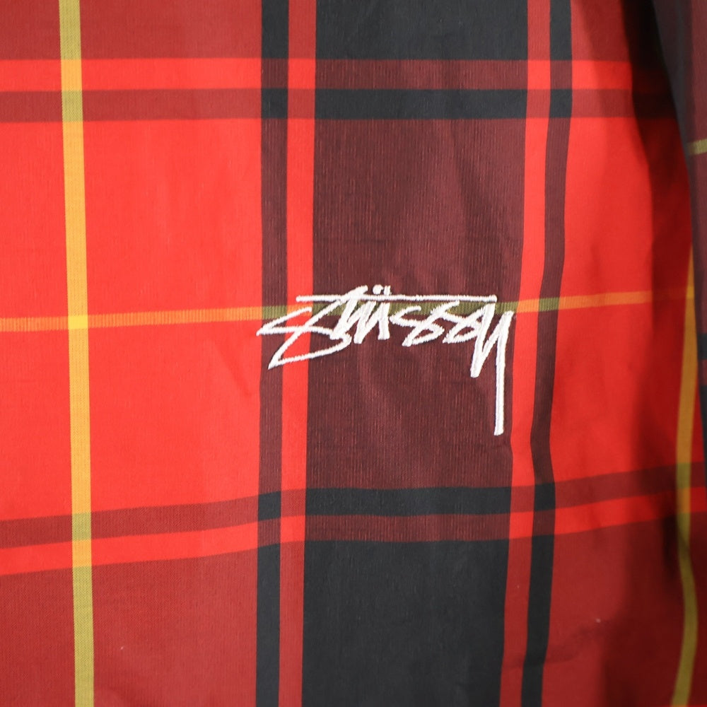 STUSSY(ステューシー) チェック柄 ポリエステル スナップボタン コーチジャケット レッド 115353
