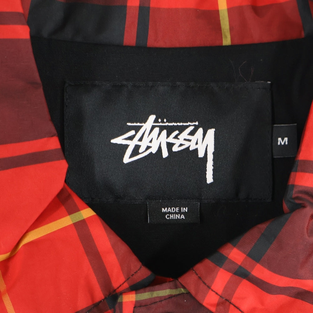 STUSSY(ステューシー) チェック柄 ポリエステル スナップボタン コーチジャケット レッド 115353