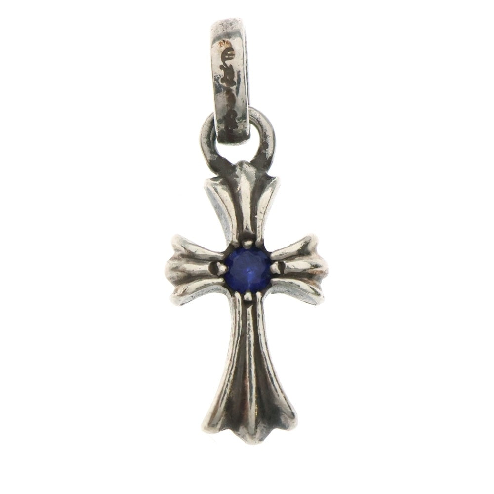 CHROME HEARTS(クロムハーツ) CRS BBYFAT SAP ベイビーファットクロス 両面1サファイア ペンダントトップ シルバー BCA238