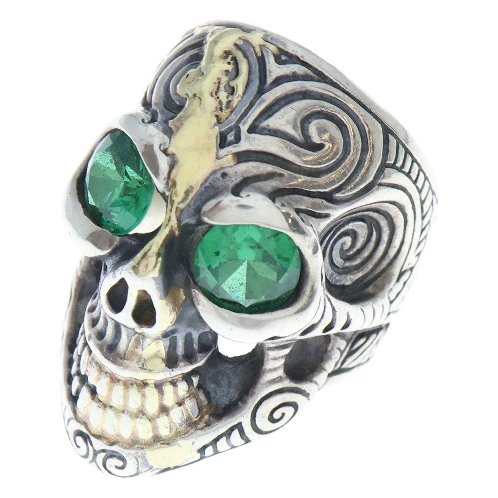 Bill Wall Leather/BWL(ビルウォールレザー) MASTER SKULL RING トライバルグラフィティ マスタースカルリング ストーン 18Kカスタム 指輪 シルバー/グリーン/ゴールド 20.5号
