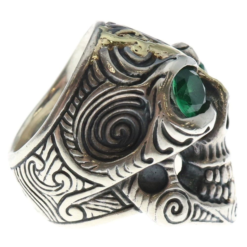 Bill Wall Leather/BWL(ビルウォールレザー) MASTER SKULL RING トライバルグラフィティ マスタースカルリング ストーン 18Kカスタム 指輪 シルバー/グリーン/ゴールド 20.5号