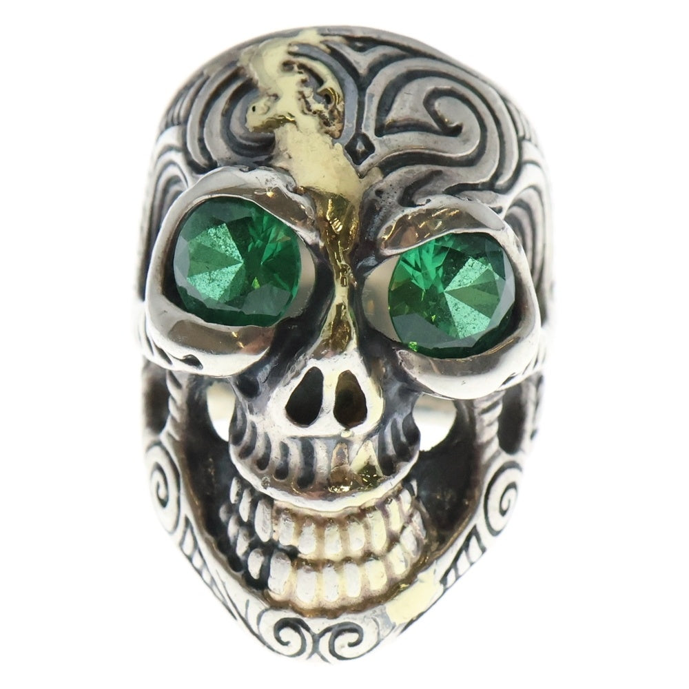 Bill Wall Leather/BWL(ビルウォールレザー) MASTER SKULL RING トライバルグラフィティ マスタースカルリング ストーン 18Kカスタム 指輪 シルバー/グリーン/ゴールド 20.5号