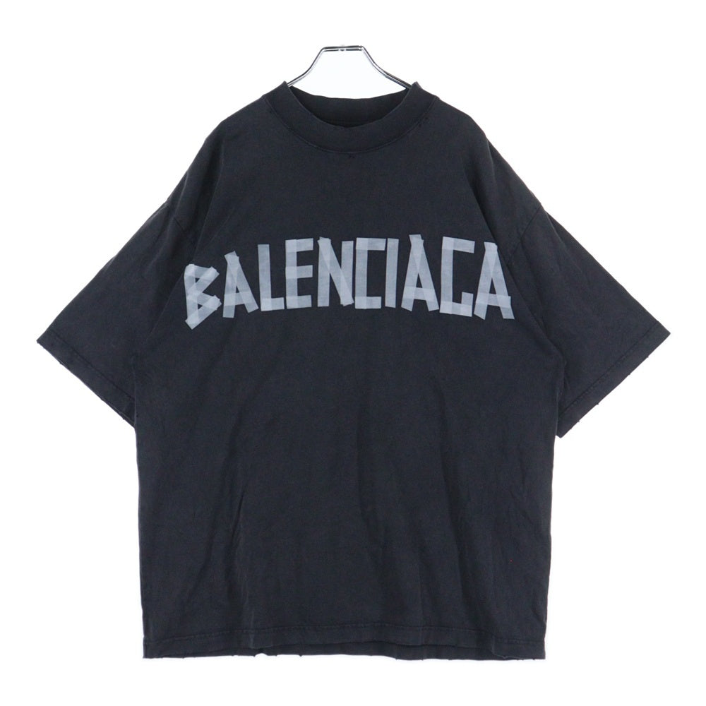 BALENCIAGA(バレンシアガ) 23SS Tape Type T-Shirt 764235 TRVK1 テープロゴ ダメージ加工 半袖Tシャツ カットソー グレー