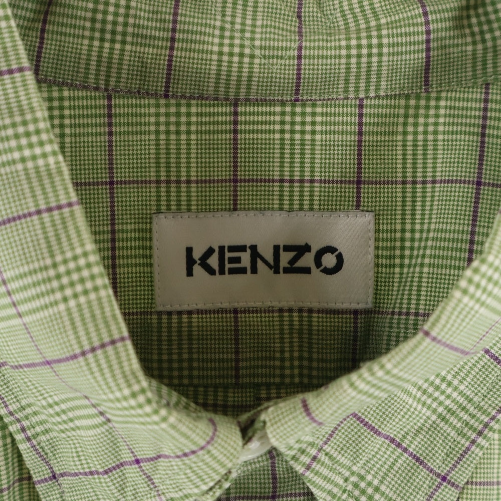 KENZO(ケンゾー) フロントポケット チェック柄 長袖シャツ グリーン