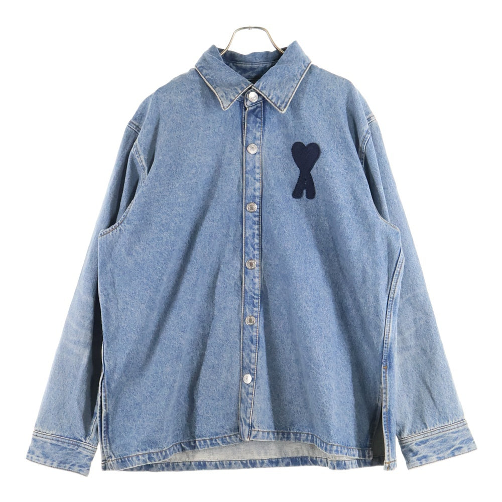 ami paris(アミパリス) AMI DE COEUR オーバーサイズ 長袖シャツ ジャケット デニム インディゴ HJK275.DE0046