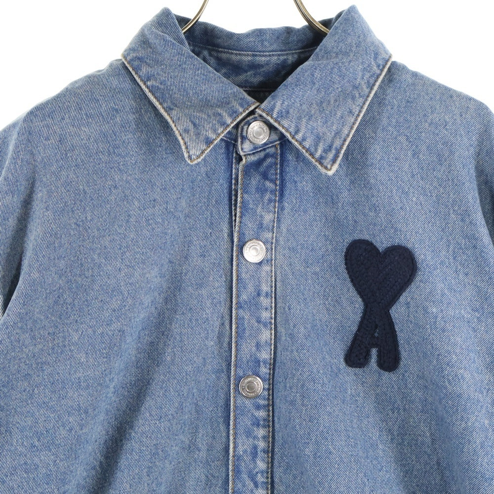 ami paris(アミパリス) AMI DE COEUR オーバーサイズ 長袖シャツ ジャケット デニム インディゴ HJK275.DE0046
