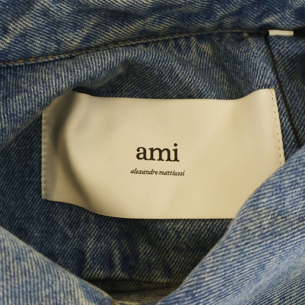 ami paris(アミパリス) AMI DE COEUR オーバーサイズ 長袖シャツ ジャケット デニム インディゴ HJK275.DE0046