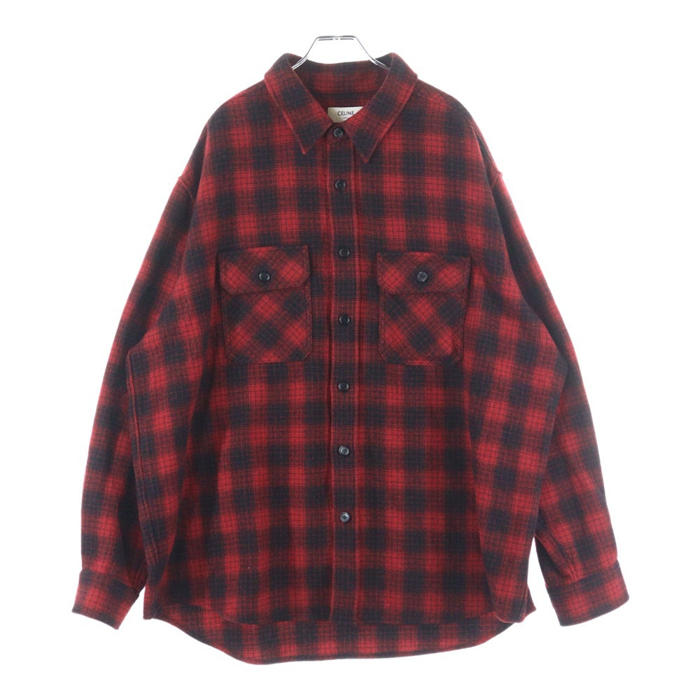 CELINE(セリーヌ) Shortsleeve Check Shirt C289984 2221 チェック柄 長袖シャツ レッド