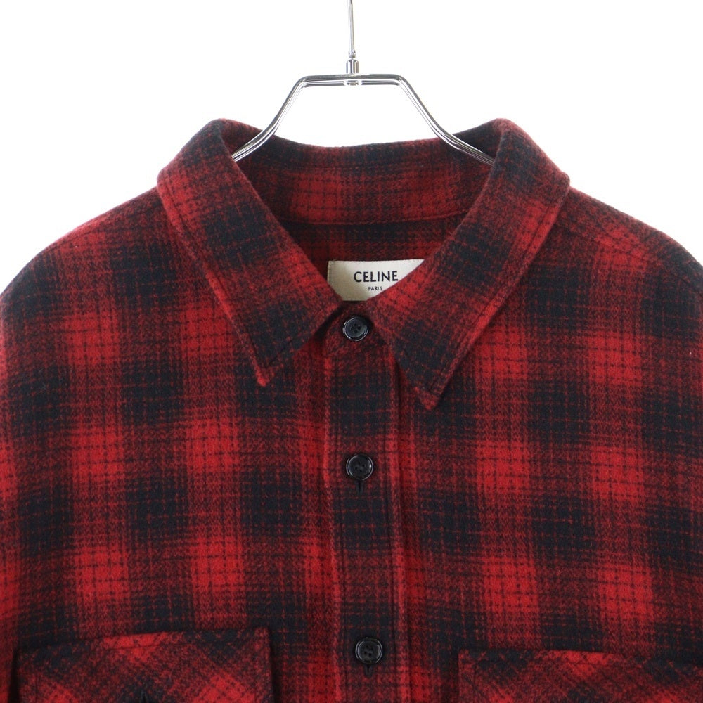 CELINE(セリーヌ) Shortsleeve Check Shirt C289984 2221 チェック柄 長袖シャツ レッド