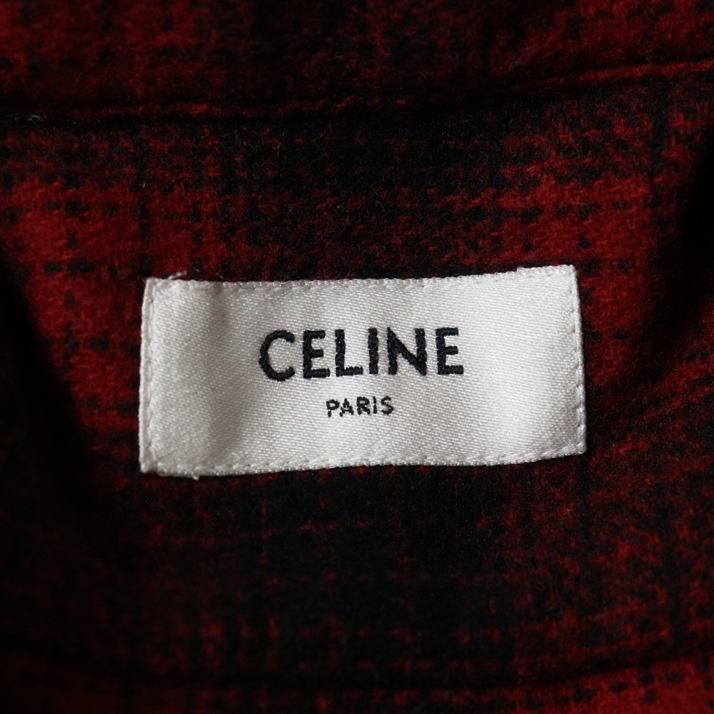 CELINE(セリーヌ) Shortsleeve Check Shirt C289984 2221 チェック柄 長袖シャツ レッド