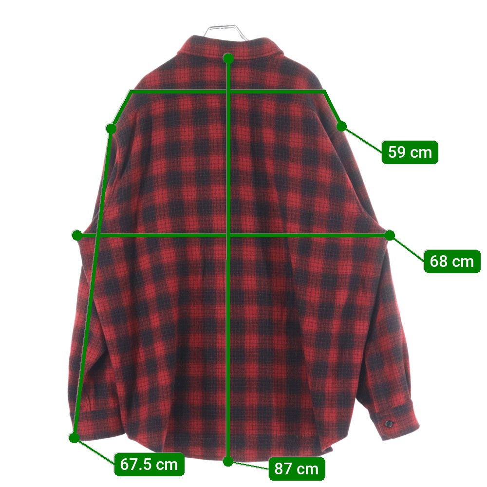 CELINE(セリーヌ) Shortsleeve Check Shirt C289984 2221 チェック柄 長袖シャツ レッド