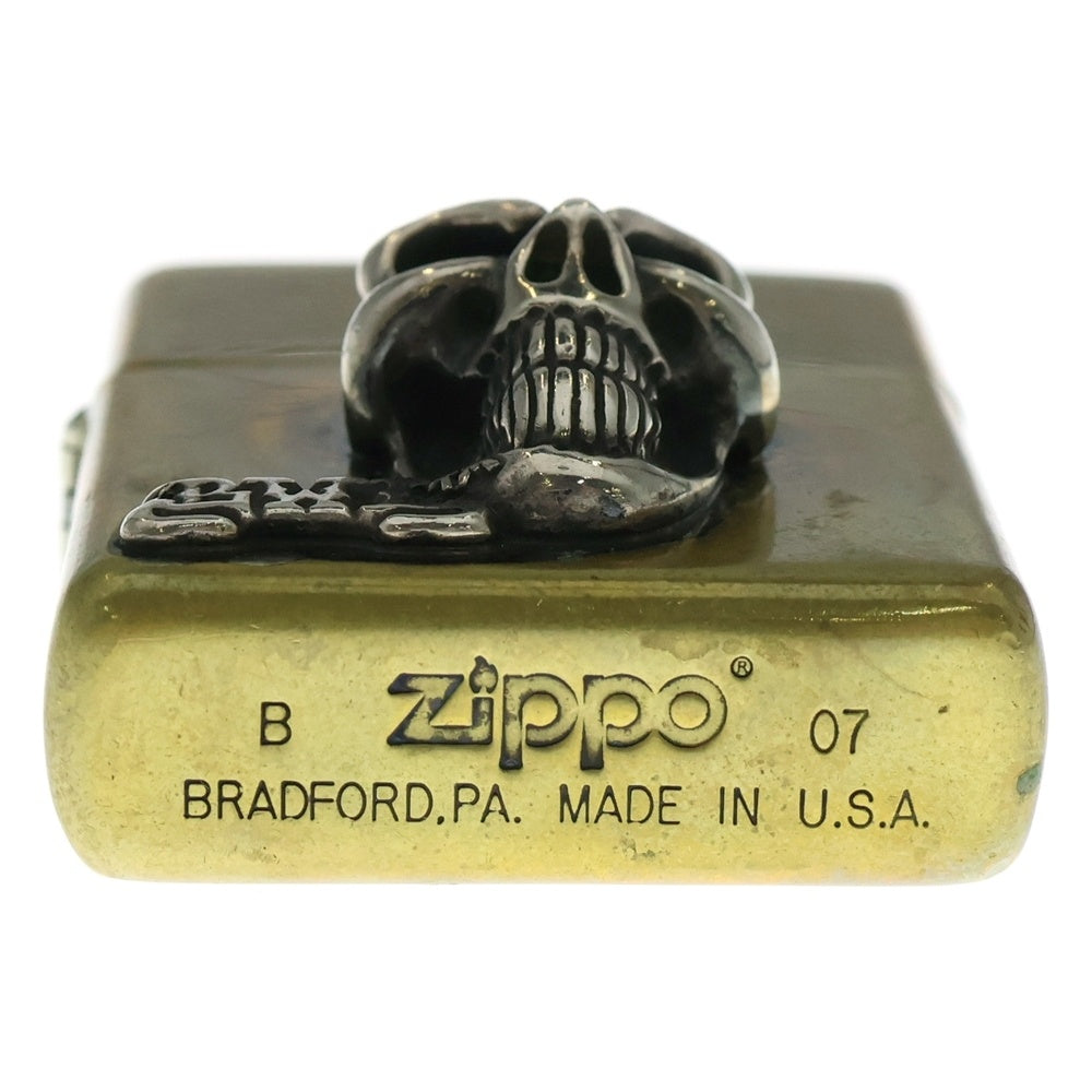 Bill Wall Leather/BWL(ビルウォールレザー) スカルパーツ付き 真鍮 Zippo ジッポ ライター 喫煙具 シルバー/ゴールド