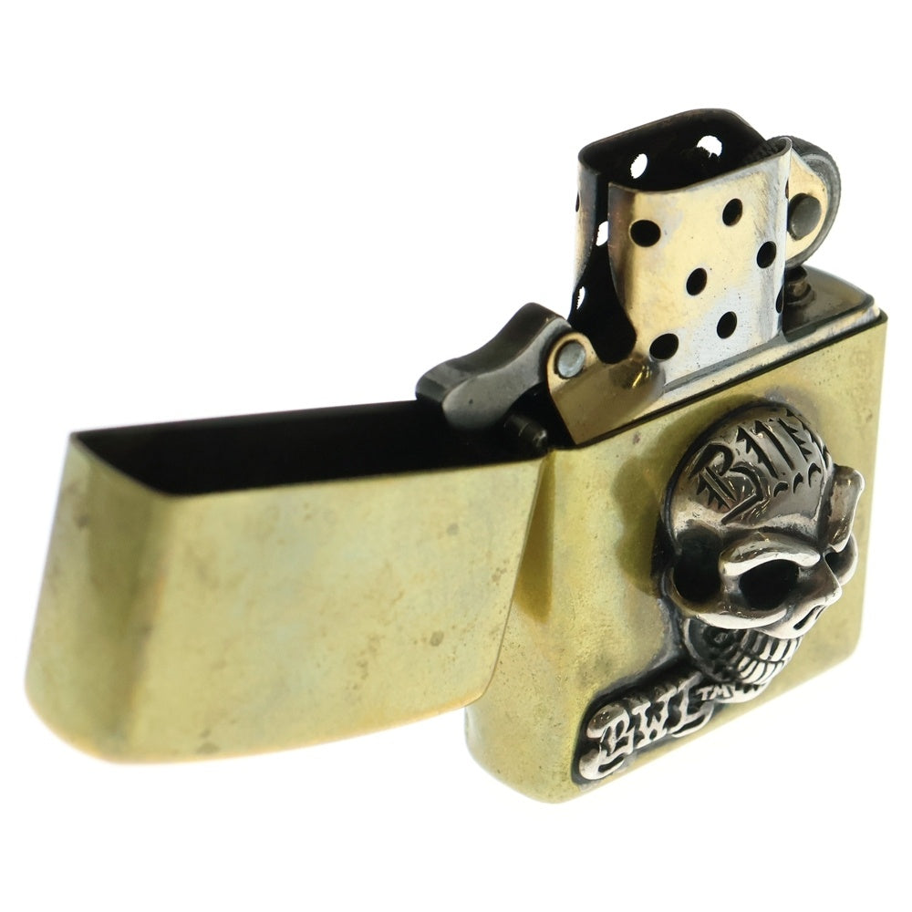 Bill Wall Leather/BWL(ビルウォールレザー) スカルパーツ付き 真鍮 Zippo ジッポ ライター 喫煙具 シルバー/ゴールド
