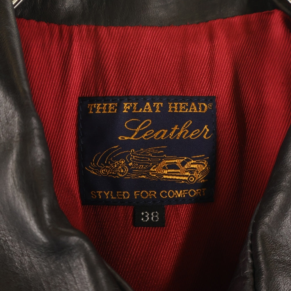 THE FLAT HEAD(フラットヘッド) ホースハイド キルティング切替 ジップアップレザースポーツジャケット ブルゾン ブラウン FN-LJ-HS004