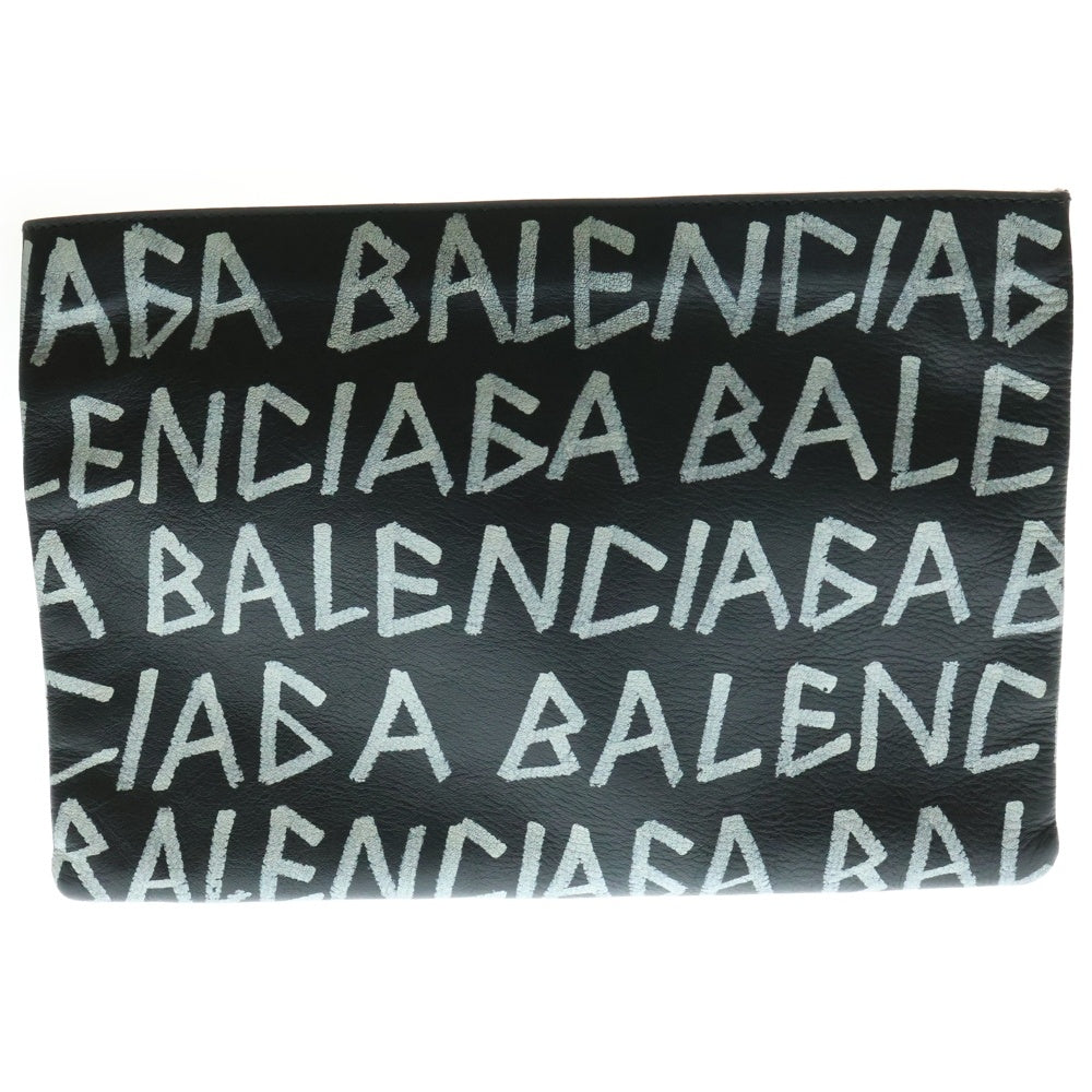 BALENCIAGA(バレンシアガ) ジップ レザー グラフィティ クラッチバッグ ブラック 494040