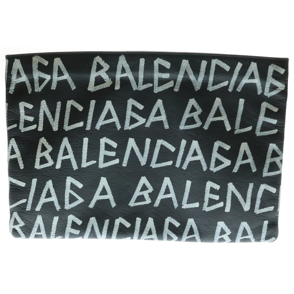 BALENCIAGA(バレンシアガ) ジップ レザー グラフィティ クラッチバッグ ブラック 494040