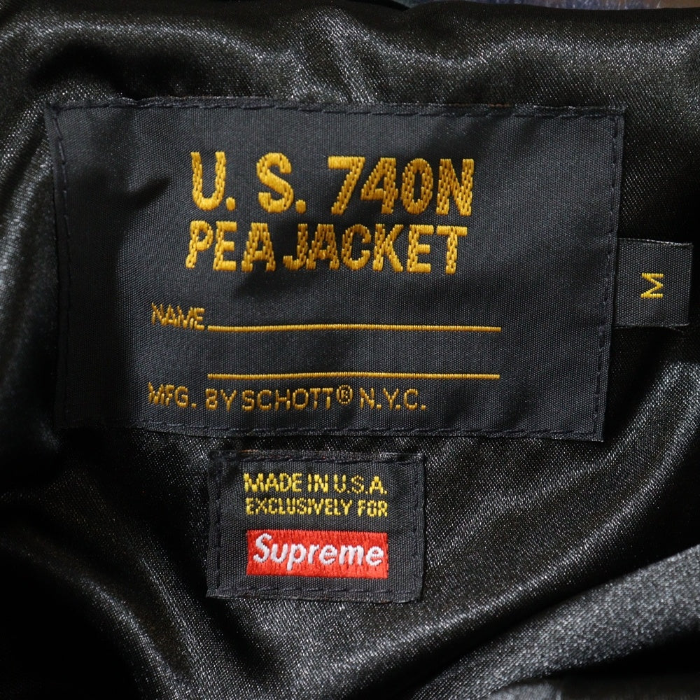 SUPREME(シュプリーム) 17AW ×SCHOTT Faux Fur Peacoat ショット ファー ピーコート ネイビー