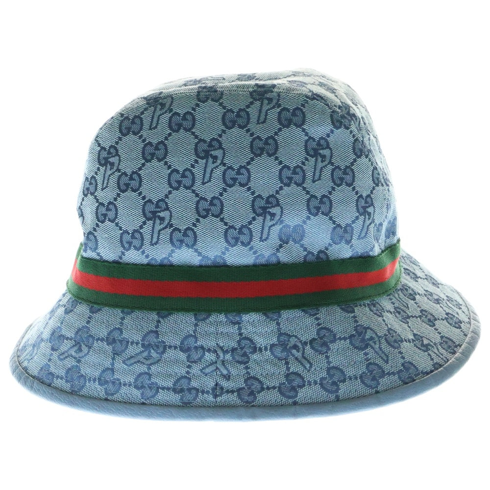 GUCCI(グッチ) ×palace パレス GGスプリーム 総柄 コットン バケットハット 帽子 ブルー 726133 4HAUZ