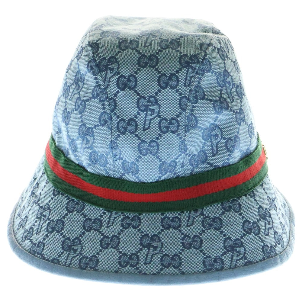 GUCCI(グッチ) ×palace パレス GGスプリーム 総柄 コットン バケットハット 帽子 ブルー 726133 4HAUZ