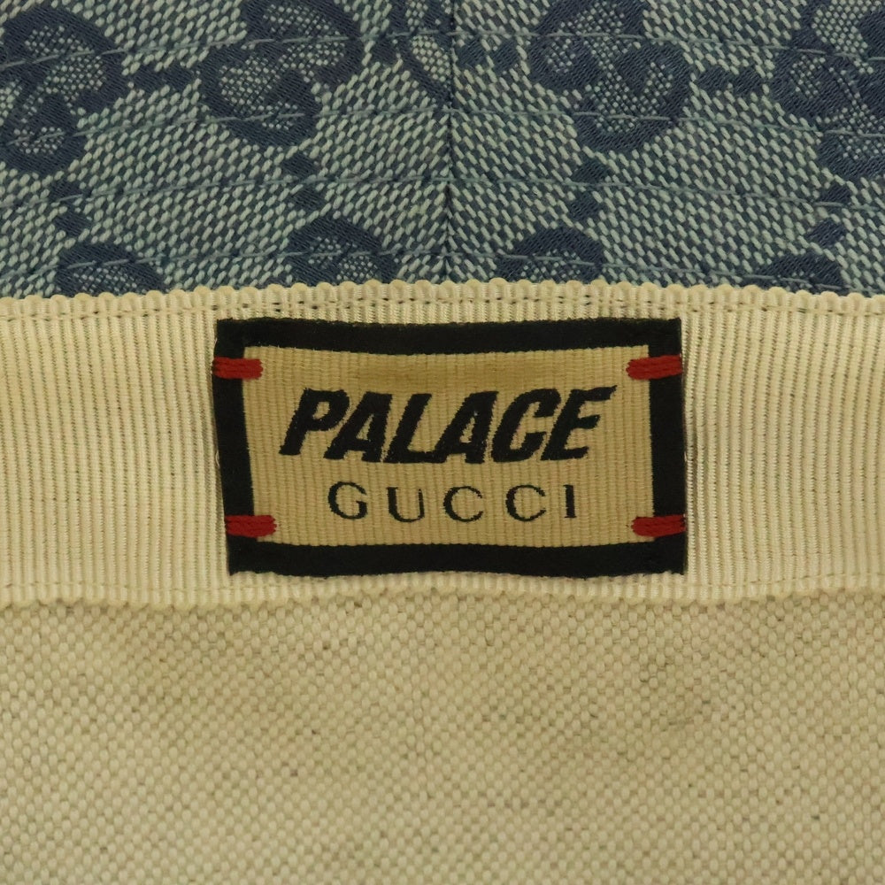 GUCCI(グッチ) ×palace パレス GGスプリーム 総柄 コットン バケットハット 帽子 ブルー 726133 4HAUZ
