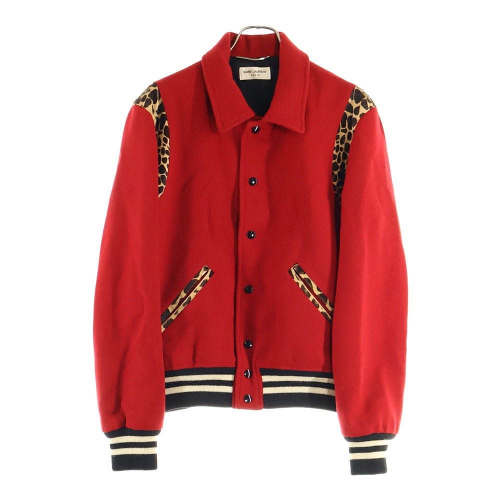 SAINT LAURENT PARIS(サンローランパリ) 14AW Teddy Jacket ハラコ切替 テディジャケット ブルゾン レッド