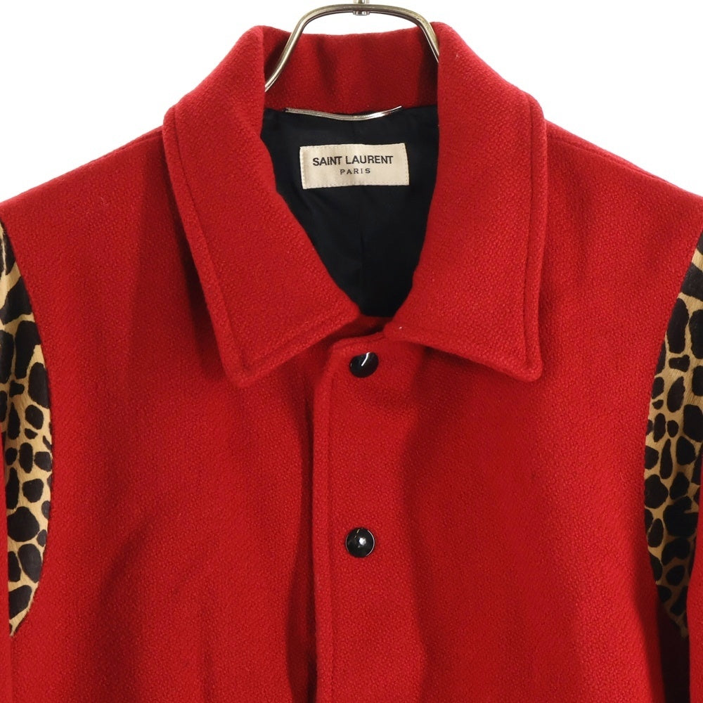 SAINT LAURENT PARIS(サンローランパリ) 14AW Teddy Jacket ハラコ切替 テディジャケット ブルゾン レッド